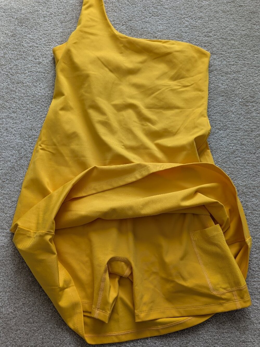 Girlfriend Collective Yellow Bianca One Shoulder Dress (NWOT) - Picture 4 of 7